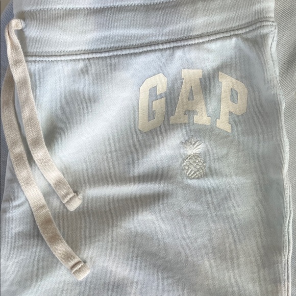 GAP Lounge Set Medium Shirt/ Small Shorts Pastel Blue & White Tie Dye Drawstring - Picture 2 of 14